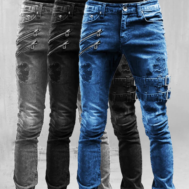 Minimalistické pánské džíny s žebrovanými lemy